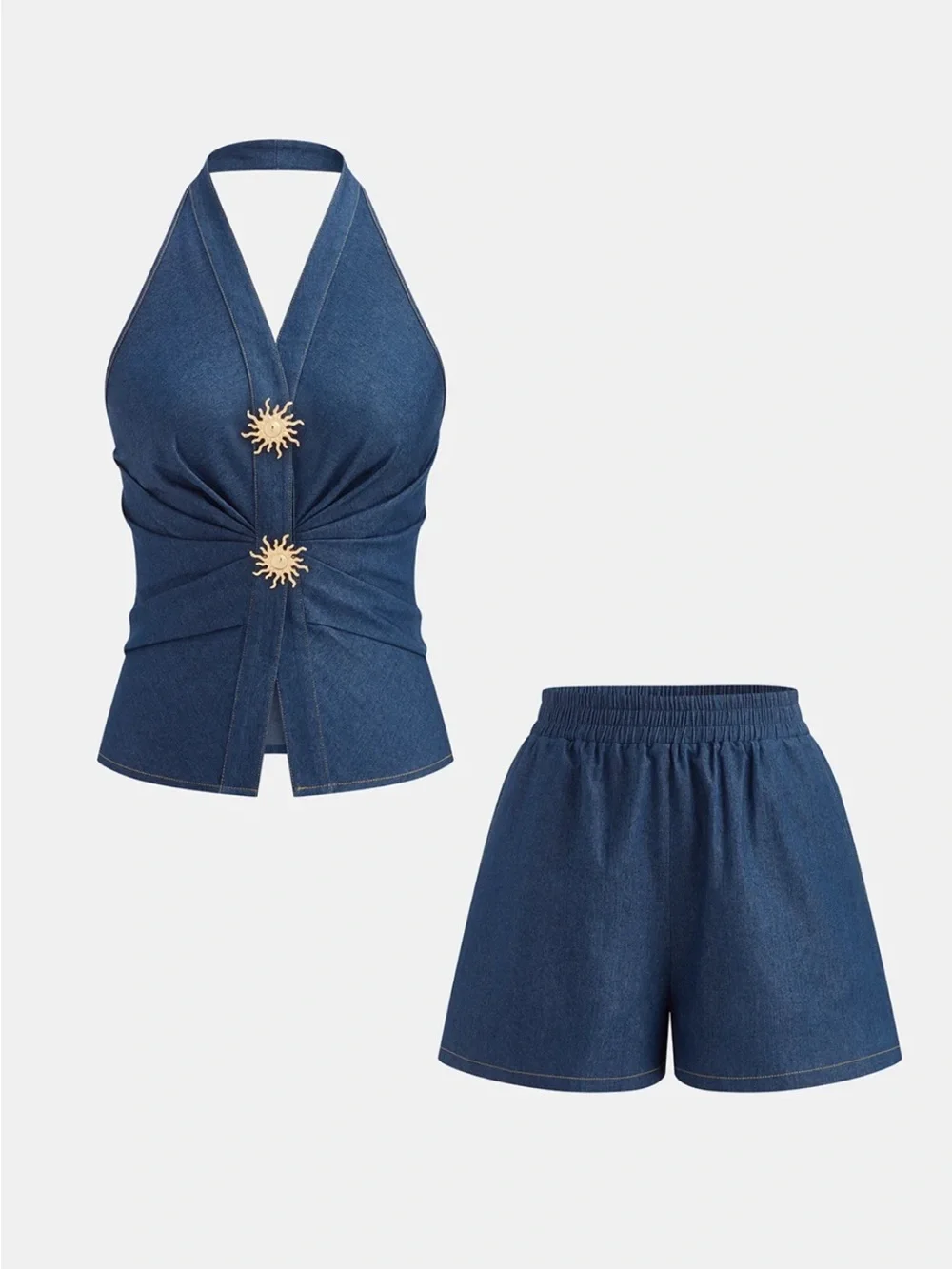 Commense Cotton Blend Halter Vest & Shorts Set Size XL NWT